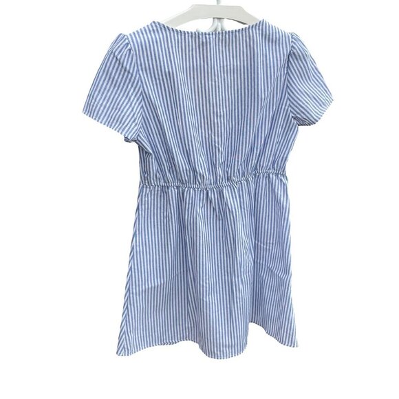 ZAFUL Blue White Striped Summer Dress Tunic Top Front-Tie Bouffant Sleeve Large - Picture 3 of 16